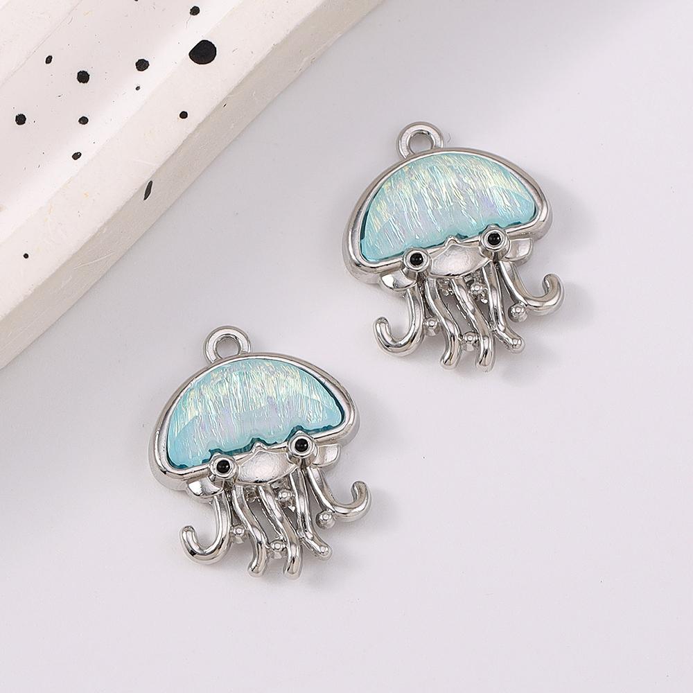 5pcs Cute Crystal Jellyfish Pendant Charms for Jewelry Making Necklace Earrings Bracelet DIY Handmade Accessories