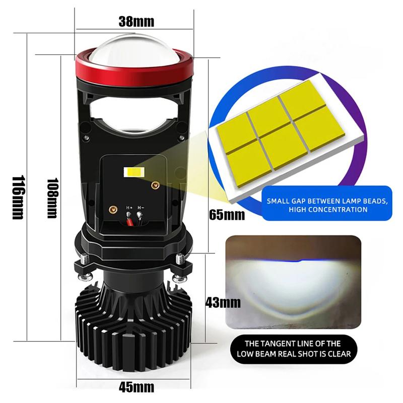2PC Y7 Automotive LED Headlamps H4 Lens Super Bright Tangent Focusing High and Low Range Integrated LED Automotive Headlamps