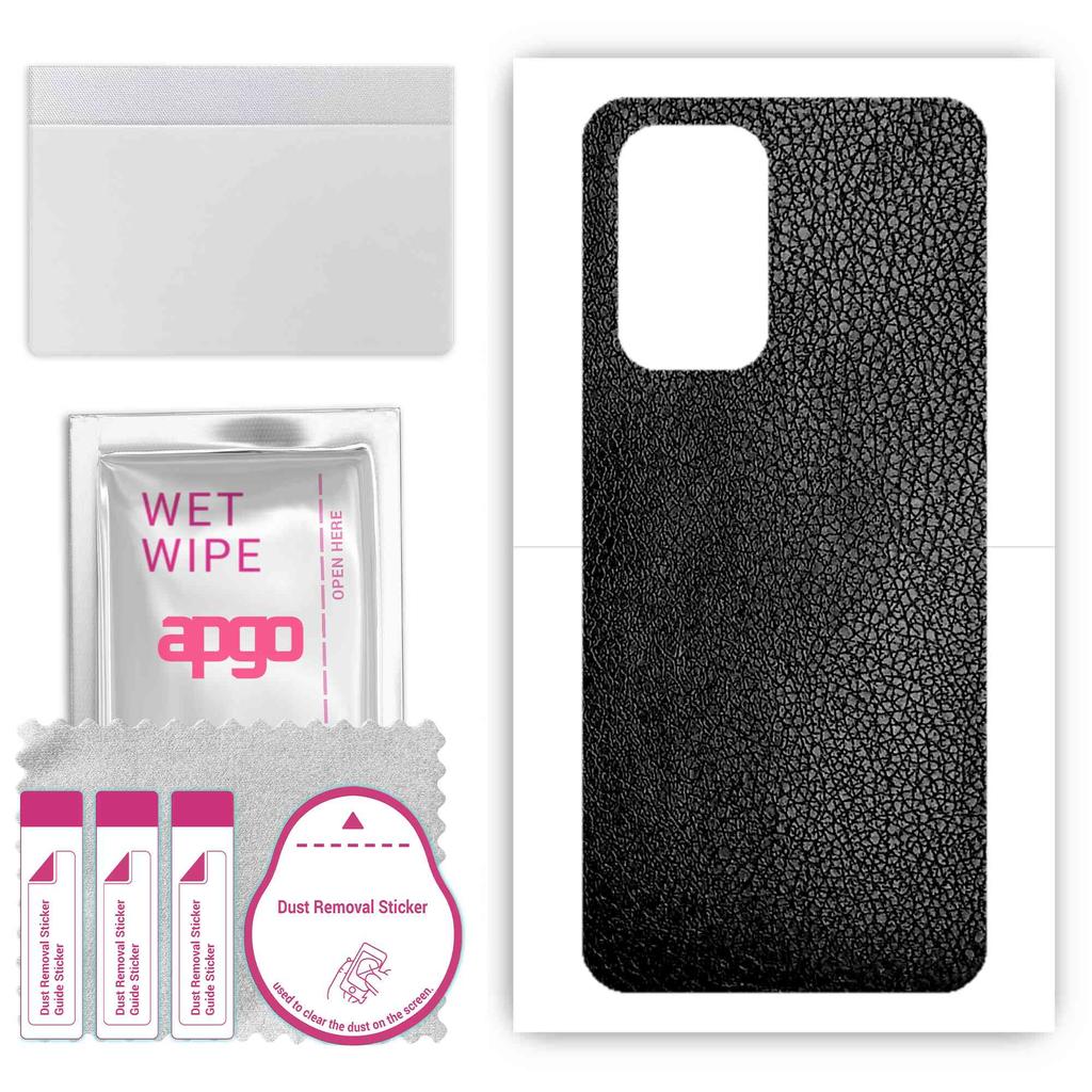 apgo Protective Skin Sticker for the back compatible with Oppo Reno 5Z, Wrap Film, Foil, Vinyl - Pattern Black Leather