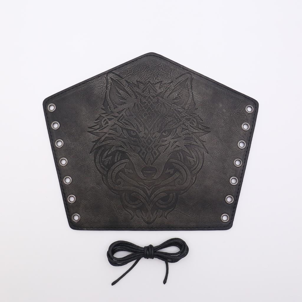 Mittelalterliche Herren Lederarmschienen Wikinger Wolf Geprägt Punk Armschienen Cosplay Verkleidungsrequisiten