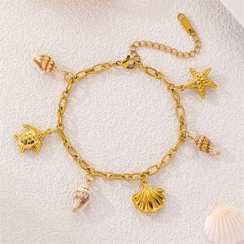 Retro Ocean Creatures Necklace With Titanium Steel Chain For Fashion Women серебряный