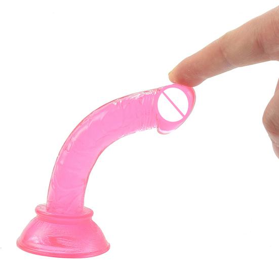 Falešný přísavka Phallus Multicolor Faux Crystal Clear Mini Manual Simulated Adult Products Bottom Sucker Female G-Spot Masturbator Dildo