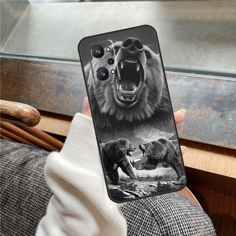 Cute Grizzly Bear Case For Realme 13 Pro Plus 11 12 14  C71 C75 C55 C51 C53 C25 C63 C61 C65 C67 GT6 GT7 15 Pro