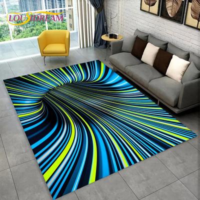 3D-Vortex-Illusionsteppich, abstrakter geometrischer optischer Teppich für Wohnzimmer, Schlafzimmer, Sofa, Fußmatte, Dekor, rutschfeste Bodenmatte