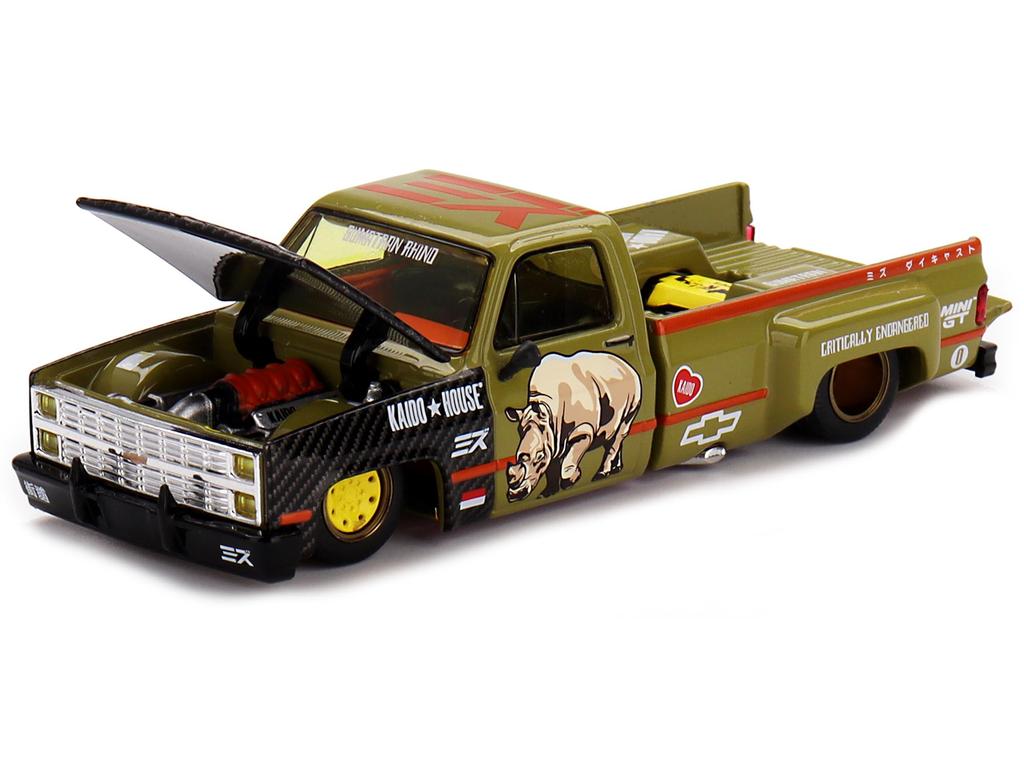 MINI GT Dual Pickup Truck Sumatra Sai Tan and Carbon Graphic House Special Diecast Model Car KHMG153 (Design) 1/64