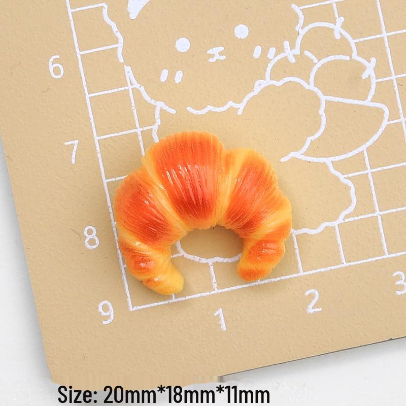 Cartoon Cream Glue Resin Simulation Croissant Decoration Accessory for DIY Jewelry, Hairpin, Shoe Buckle