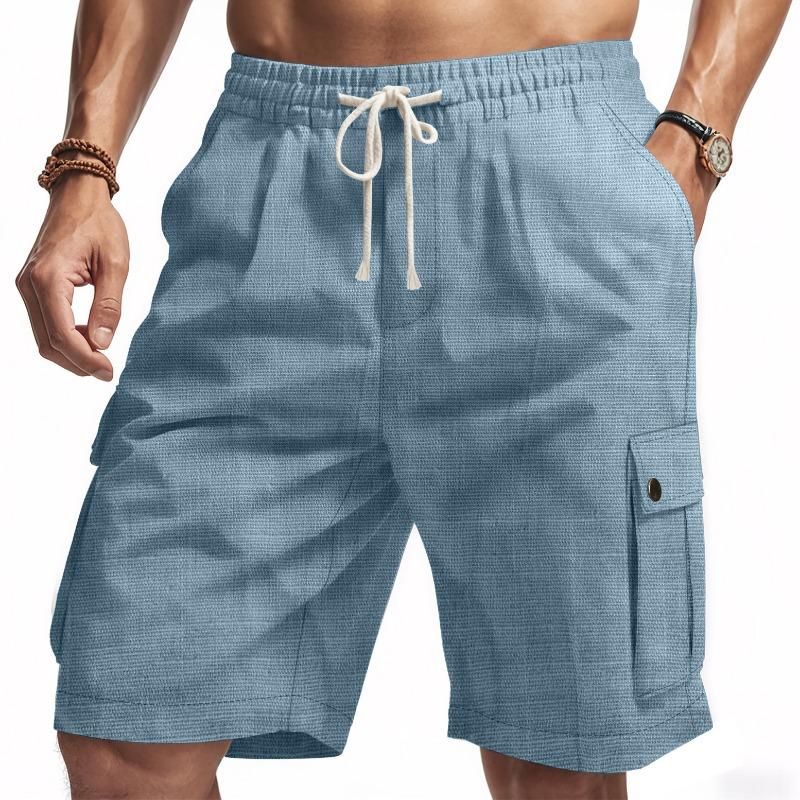 Outdoor Tactical Workwear Summer Men's Slub Linen Beach Casual Shorts