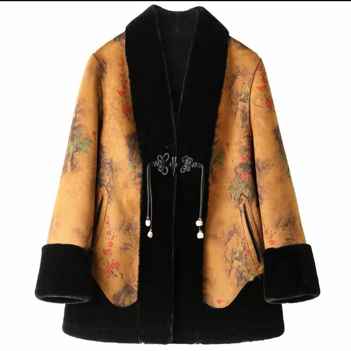 

Осенне-зимняя одежда имитация норки золотая норка двустороннее пальто имитация шубы хлопковая женская L (120-70 kg)