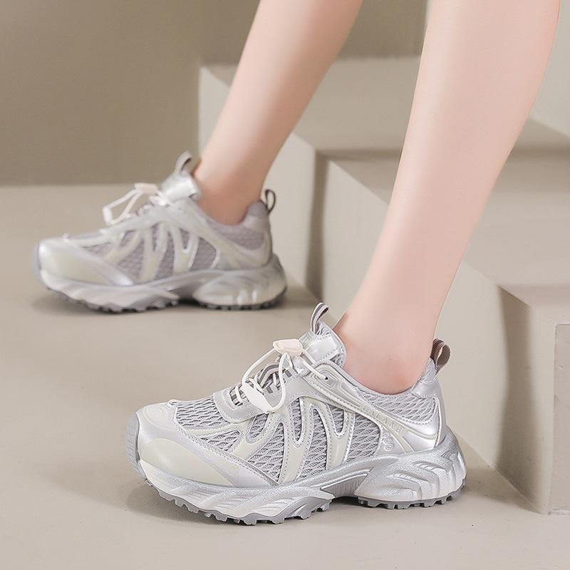Platform Dad Shoes Women's 2025 New Summer Mesh Breathable Casual Sports Shoes Light Hiking Hiking Shoes