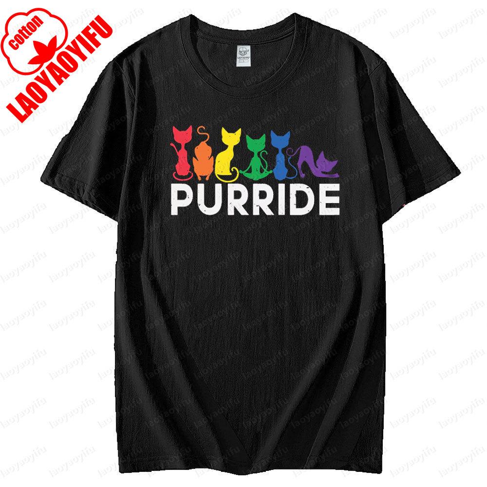 Rainbow Cat LGBT Symbol Tee Tops Gay Pride Month Tshirt Unisex Printed Tshirt Men Women Universal Casual Summer Short Sleeve
