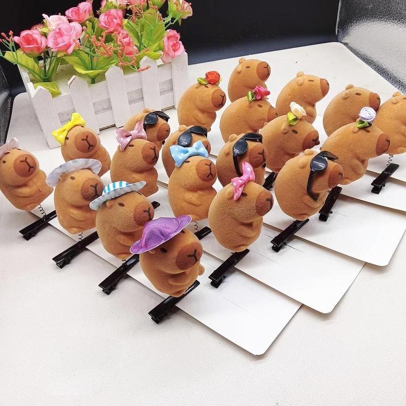 10-100PCS Cartoon Funny Capybara Hairpin 3D Kapibala Plush Hair Pins Cute Animal Headwear Hair Accessories Party Favor Gifts
