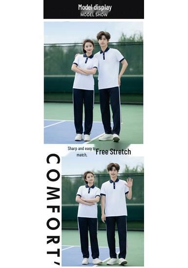 College Style Korean-British Summer School Uniform Set for Boys & Girls - Primary to High School Short Sleeve Sportswear