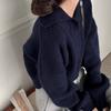 Korean Chic Autumn Winter Half Open Neck Loose Casual Solid Sweet Girl Tops All-match Lantern Sleeve Knitted Sweater Women 30988