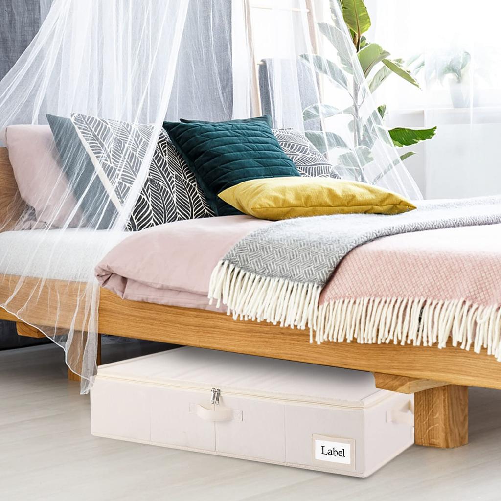 Yawinhe Under-Bed Storage Case, Duvet Storage Bag, Foldable, 60x30x15cm, Large Capacity, with Handle, Dustproof, Zipper Closure, Suitable for Storing