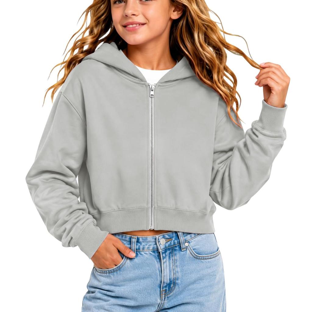 Kinder Farbiger Cropped Hoodie Lässige Jacke für Herbst Winter