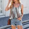 Fashion Round Neck Tie-dye Print Loose Sleeveless T-shirt Vest Woman
