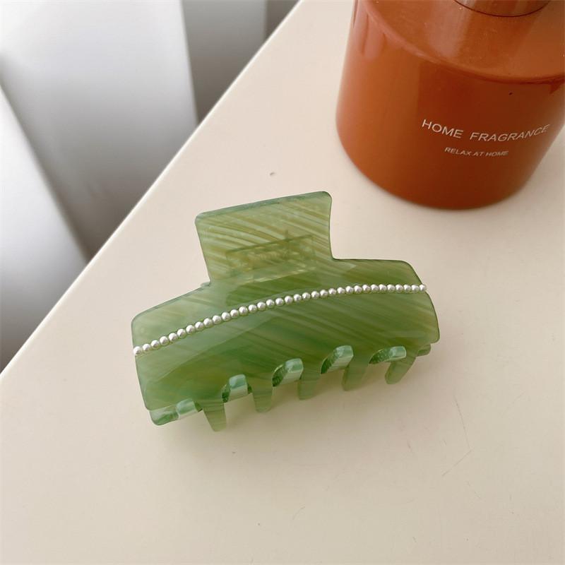 

Elegant French Retro Small Pearl Acetate Hair Claw Clip For Women In Vibrant Colors світло-зелений колір