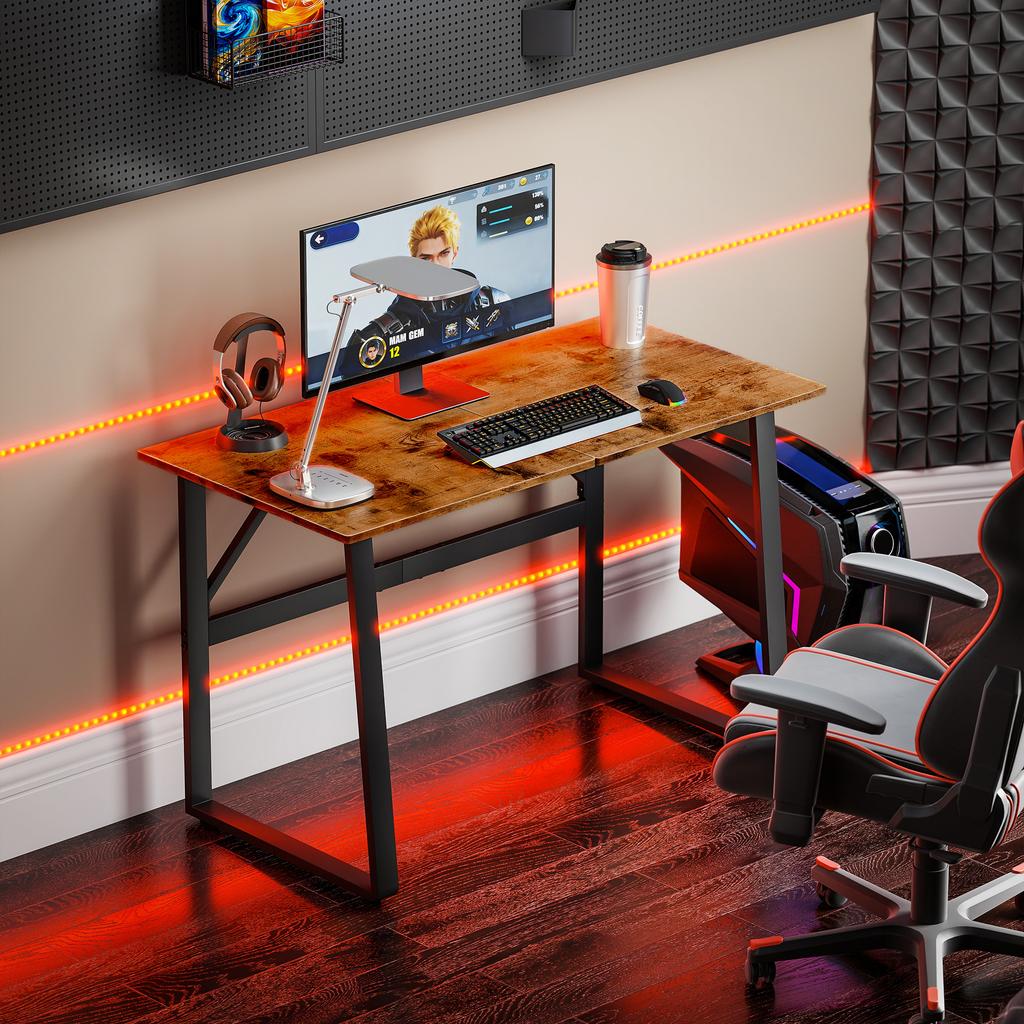 Computer Desk, 120 cm, Adjustable Legs, Rustic Brown