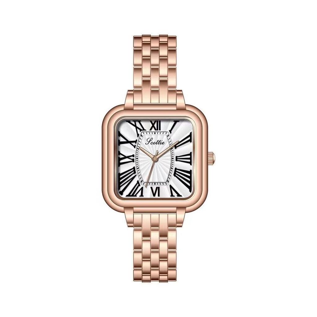 Square Small Square Watch Women'S Watch Simple Roman Stainless Steel Belt Exquisite Niche Light Luxury Women'S Watch