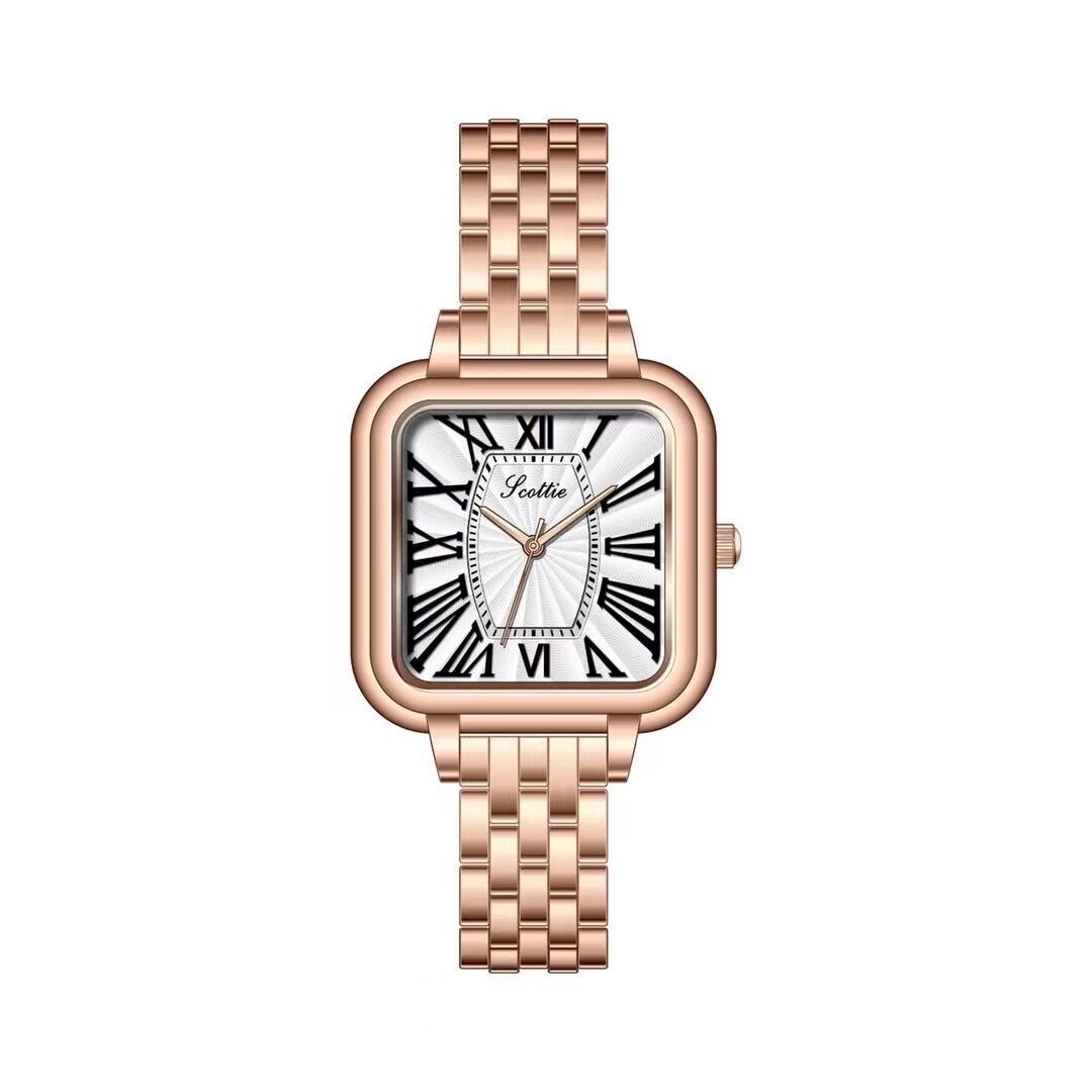 Square Small Square Watch Women S Watch Simple Roman Stainless Steel Belt Exquisite Niche Light Luxury Women S Watch
