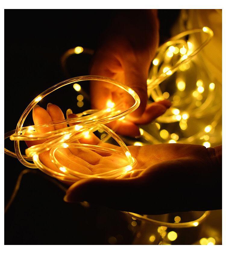 Colorful Outdoor Solar LED Tube Strip Lights - USB/Battery Powered Christmas Lighting with Copper Wire