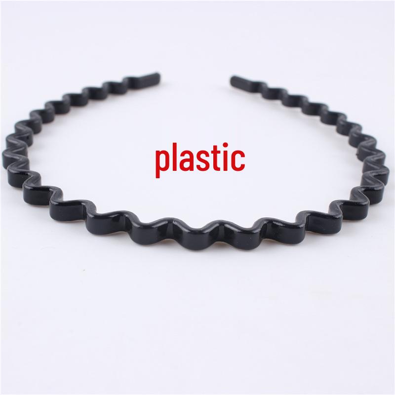 Men's & Women's Black Wave Headband: Sporty, Simple, with Teeth for Slicked Back Hair and Face Washing.