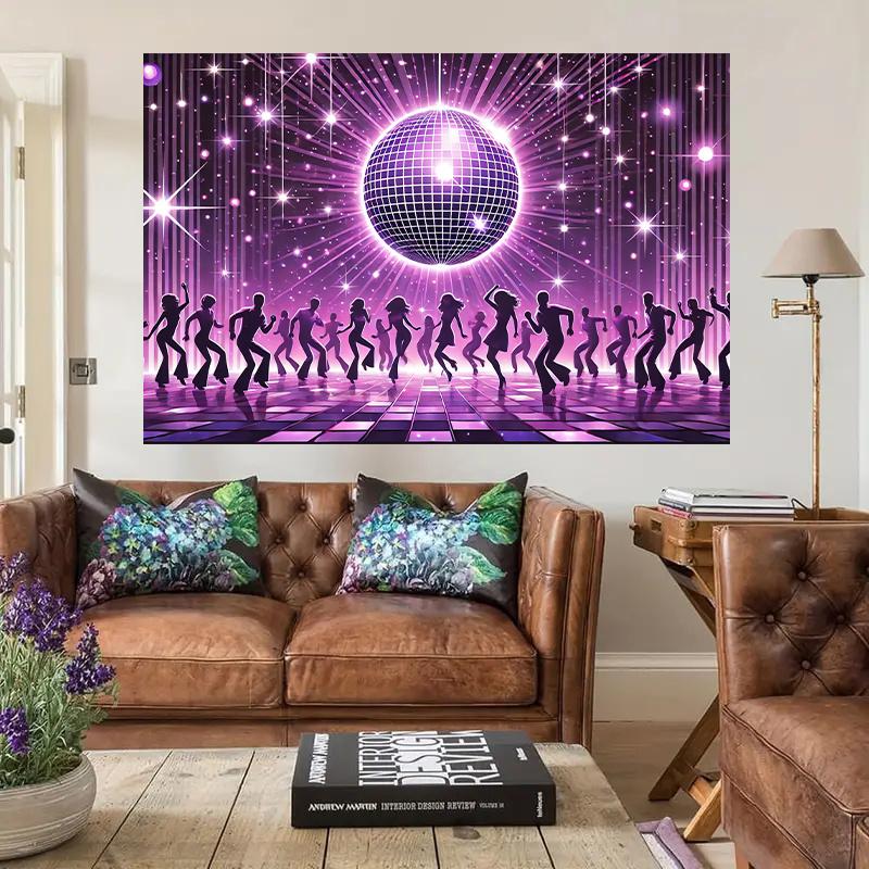 Uno sfondo vivace per una festa da ballo disco con una decorazione murale in poliestere viola