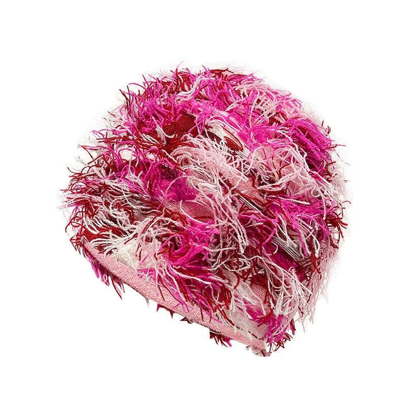 2024 חדש היפ הופ Balaclava כובעים סרוגים במצוקה מסכת סקי מלא פנים נשים הסוואה חיצונית מטושטשת סקי Balaclava Beanies Hat