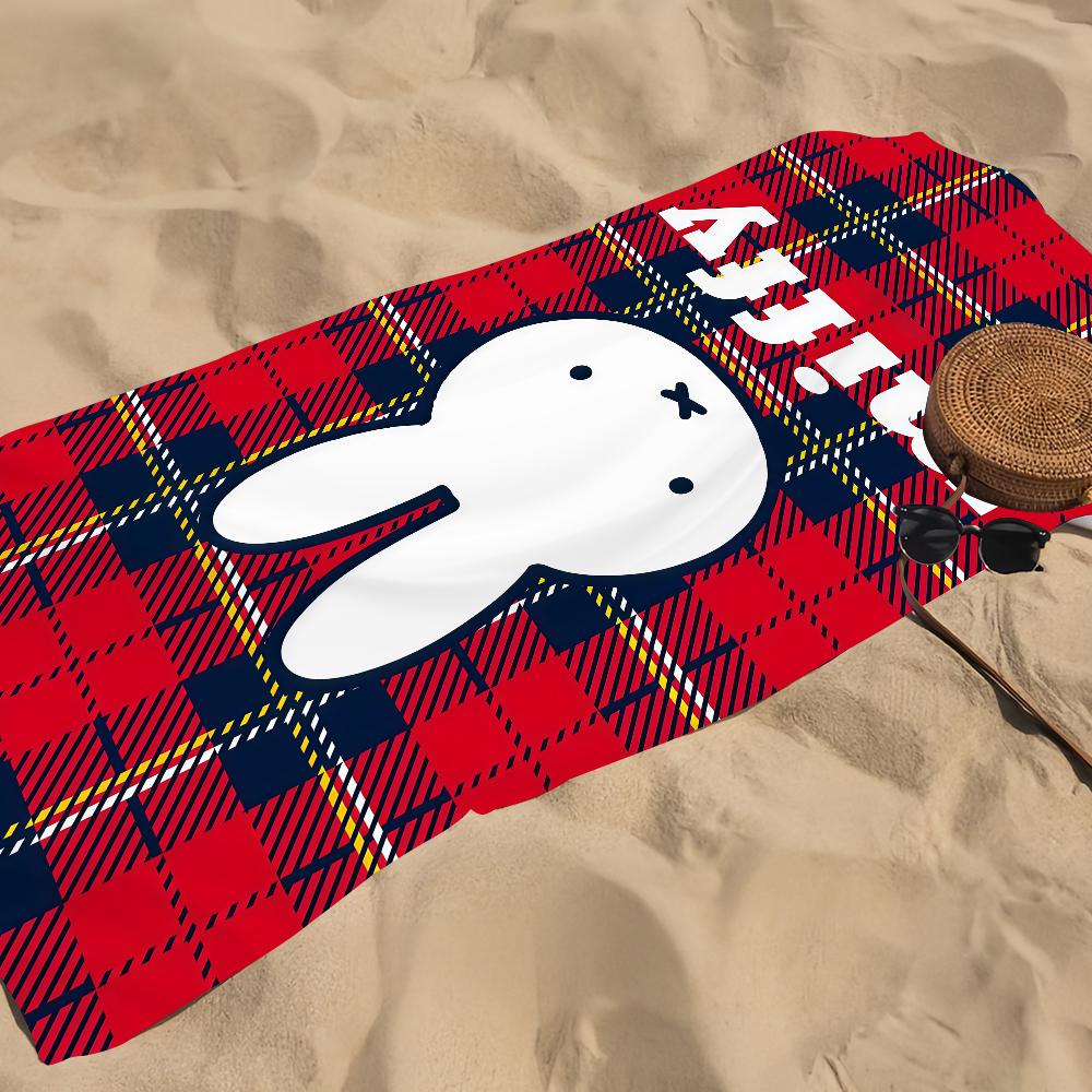 Cartoon M-Miffy Cute Kawaii Bunny Towel Beach Towel Oversized Quick Dry Towel Absorbent Soft Swim Beach Towels for Men Women