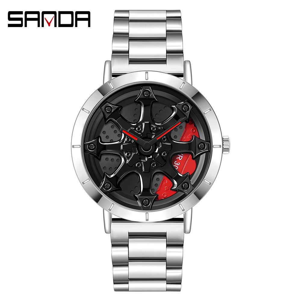 Sanda Meilleure Vente 1088 Montre pour Adolescent: Personnalisé, Cadran Rotatif 3D, Tendance, Quartz Étanche.