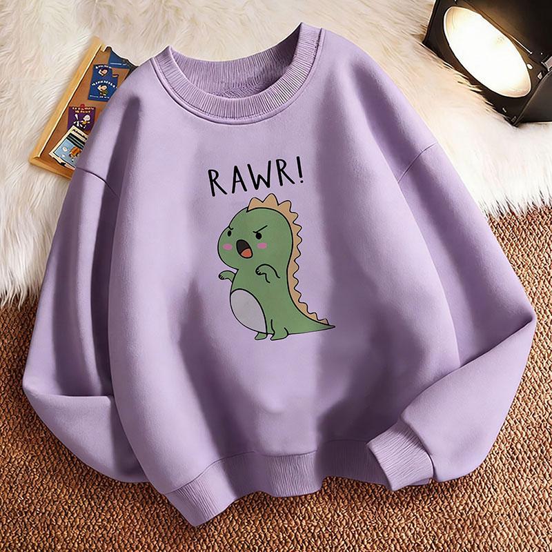 Long-sleeve Funny Dinosaur Kids' Hoodie, Casual, Pretty Clothes for Girls