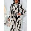 Fashion Stand Collar Long Sleeve Print Casual Jumpsuits Women Bodysuits Elegant Slim Fit Loose Woman Jumpsuit Simple High Waist Ladies Rompers 25907
