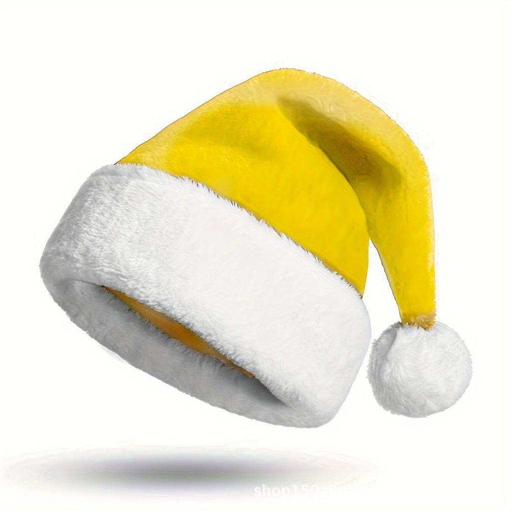 Weihnachtsmütze für Erwachsene mit dickem aufgerolltem Rand - Kurzer Plüsch.