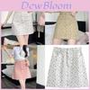 Korean Style Flowy Floral Denim Short Skirt With Zipper For Spring Summer Casual Wear