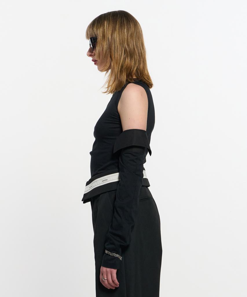 Kimjisu Detachable Sleeve One Shoulder Top _ Black