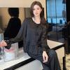 Summer ice silk pajamas women's thin, round neck lotus leaf edge sleeves lively and cute style youth homewear suit
