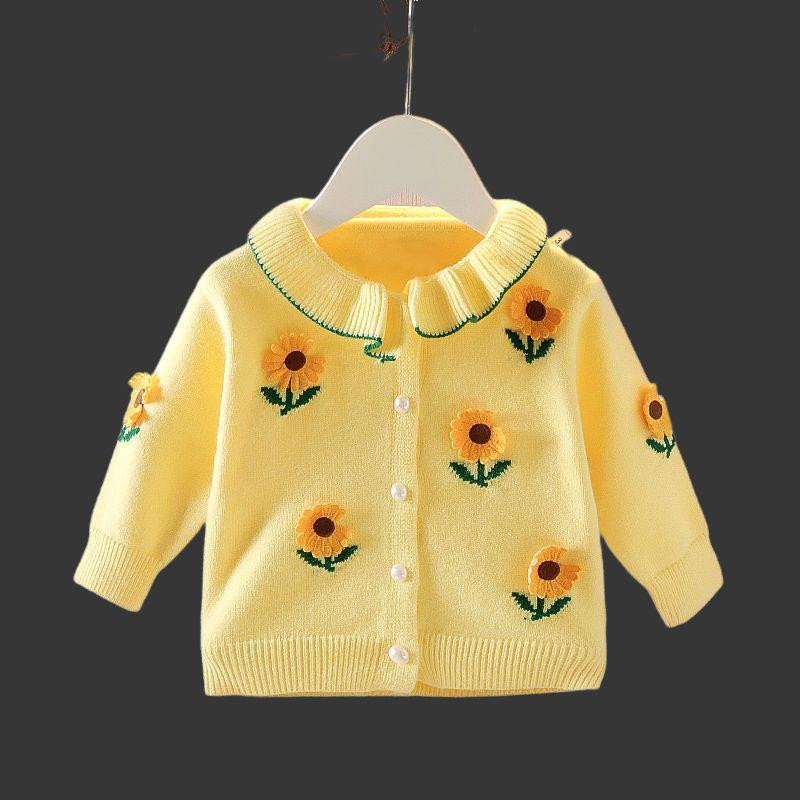 

Модный вязаный кардиган для девочек - Осенне-весенний стиль для детей 1-4 лет Size 120 (Recommended height: 115cm)