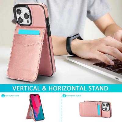 Carteira com Porta-Cartões Suporte Couro Capa para Celular para iPhone 16 15 Pro Max Plus Capa Protetora à Prova de Choque