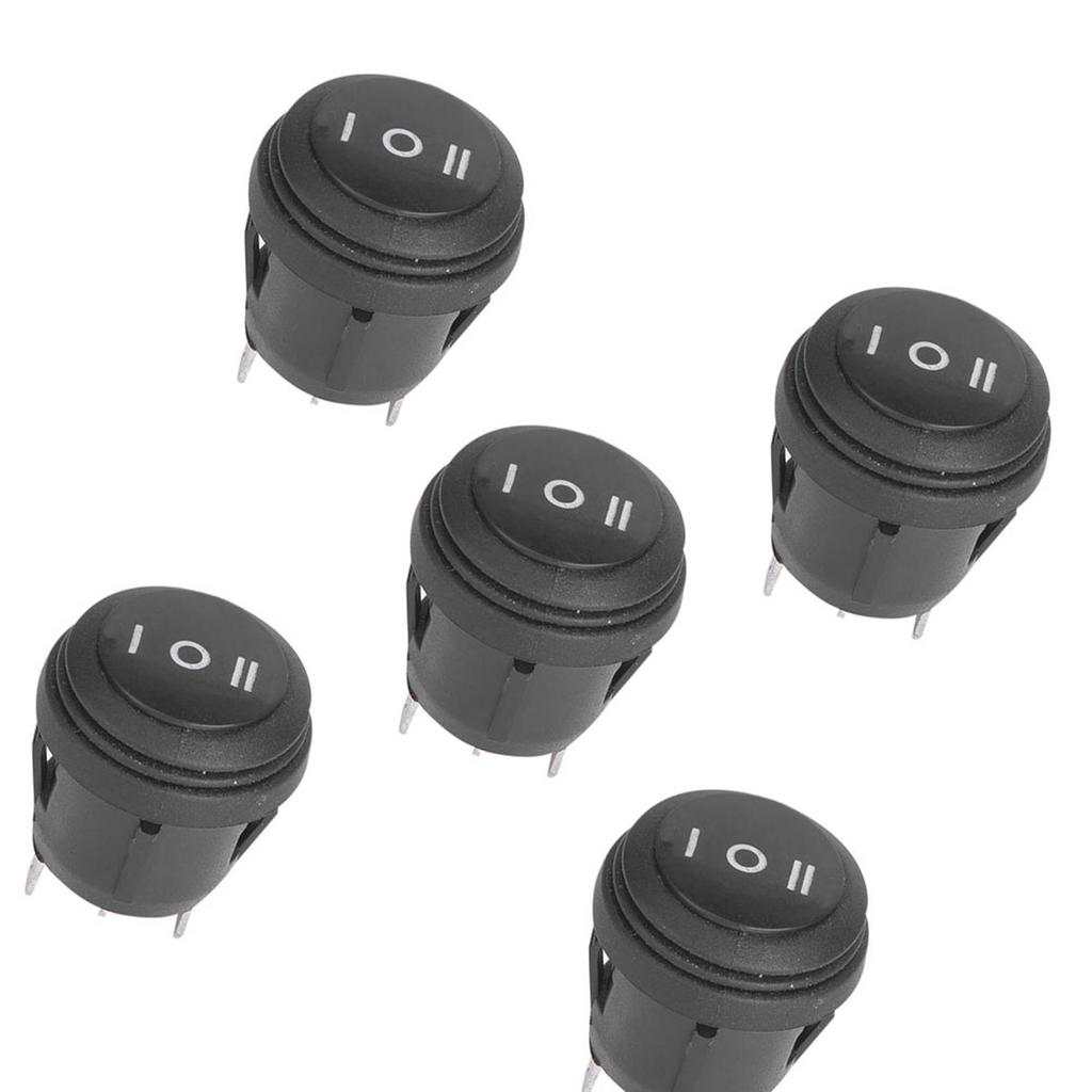 5pcs 3 Position ON OFF ON Black Round Rocker Switch 3 Pin 10A 125V 6A 250V