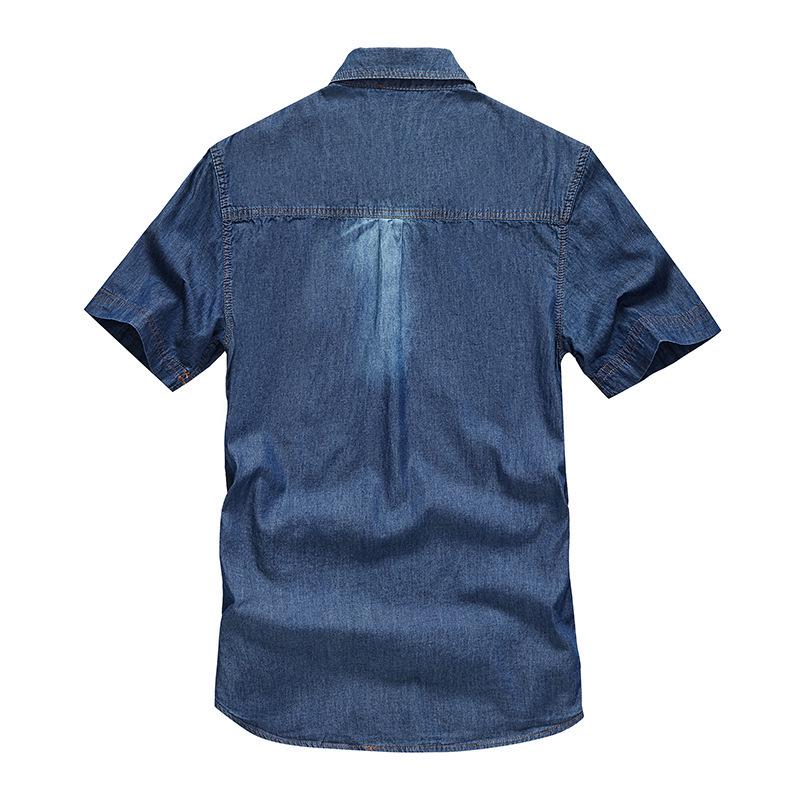 Camicia di jeans a maniche corte da uomo taglie forti con tasche - Stile casual da lavoro