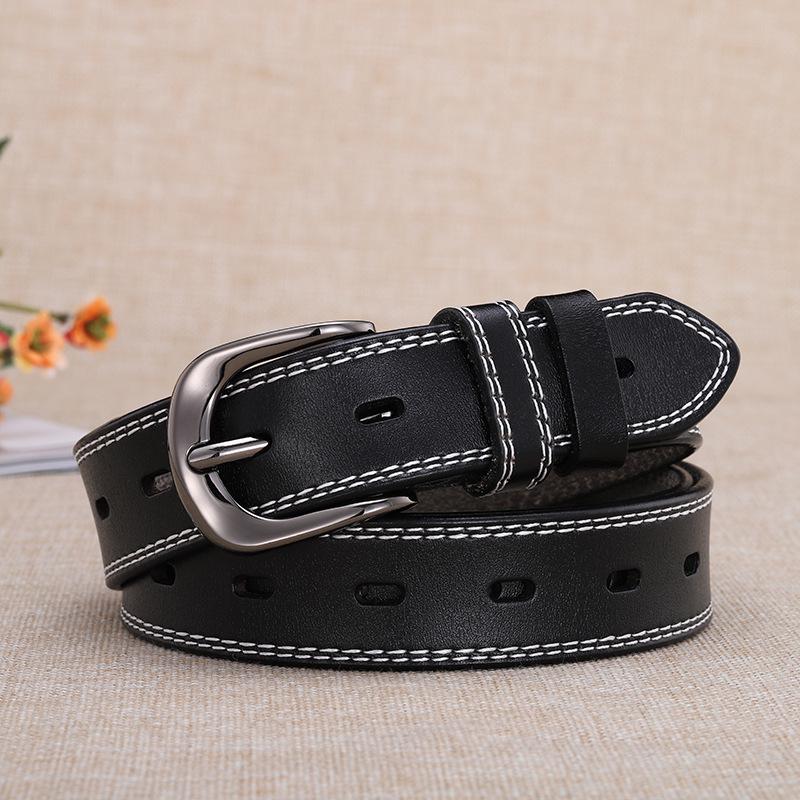 Women's Genuine Leather Fashion Belt – Versatile Casual Waistband with Pin Buckle for Jeans