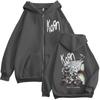 Pop Band Korn Ftl 25 Follow The Leader Graphic Zipper Hoodie Rock Hip Hop Vintage Zip Up Sweatshirts Unisex Oversized Pullovers