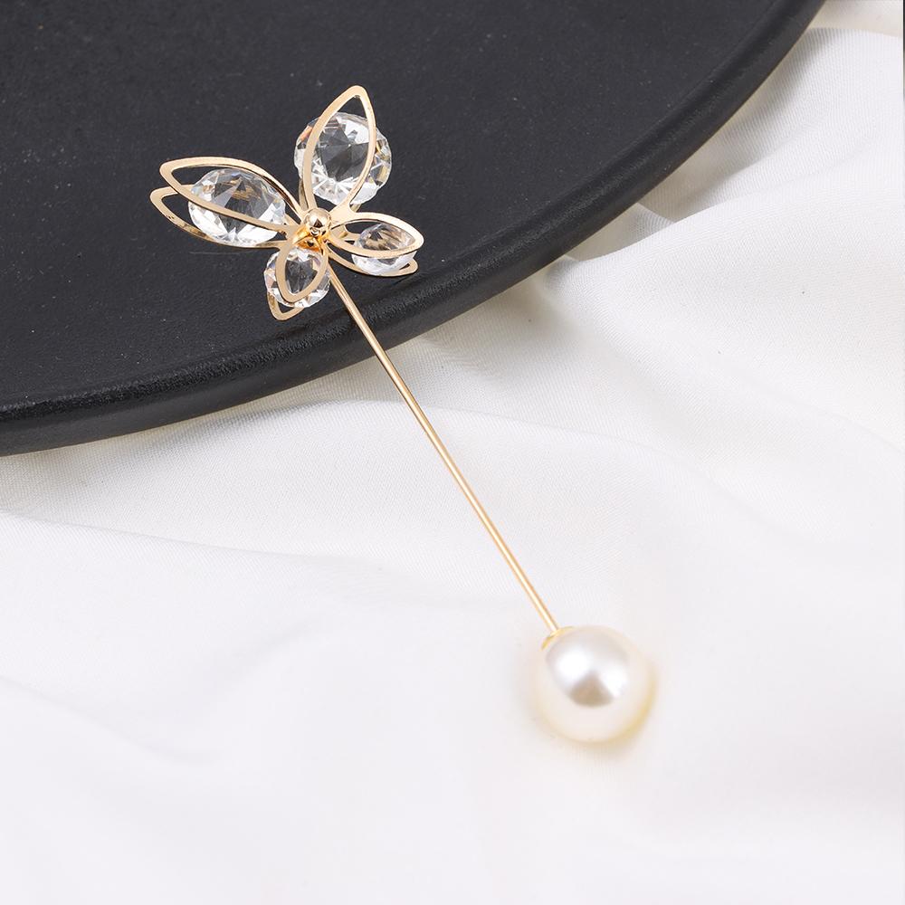 Fashion Fixed Collar Anti-Light Tightening Waistband Pearl Brooch Lapel Pin Badge Buckle