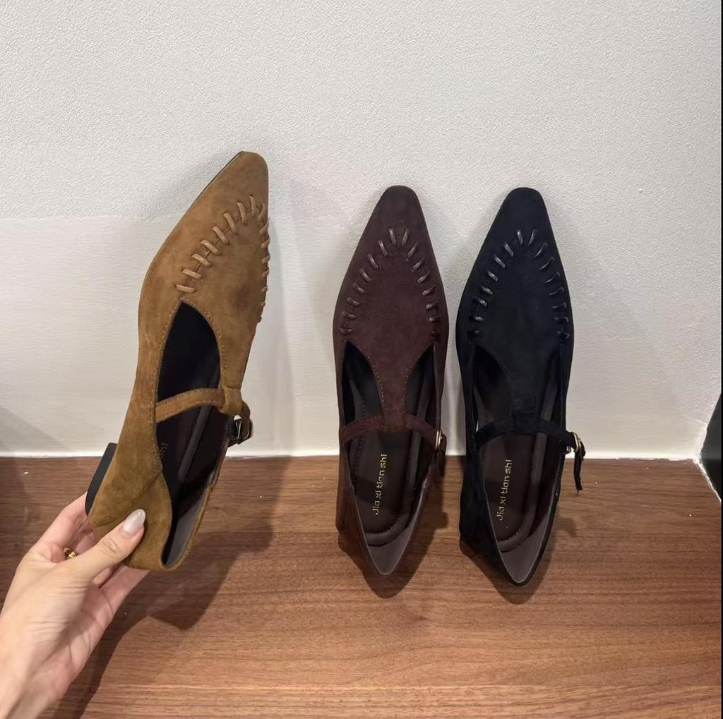 French British Style Women's Shoes Suede Mary Jane Shoes 2025 Autumn and Winter New Soft-soled Shoes Retro Single Shoes Flat Shoes