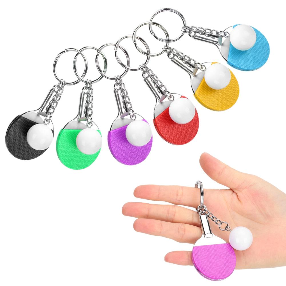 6ks Mini Stolní tenis Raketa Klíčenka Přívěsek na klíče Pingpong Bat Keyfob Taška Závěsy