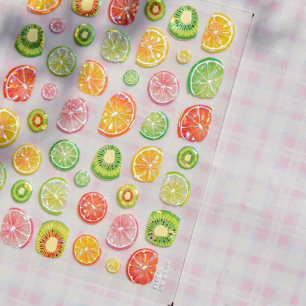 Adorable Watermelon Ice Cream 5D Nail Art Stickers Cute Bowknots Chill Ice Cubes Jelly Sweet Manicure Decal DIY