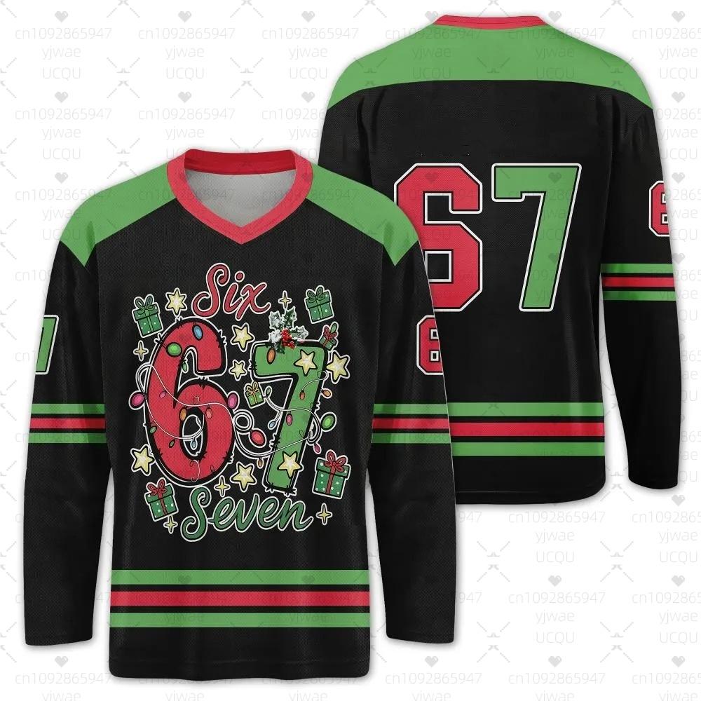 

2025 Men Women Trending Doot Doot (6 7) Christmas Long Sleeve Hockey V-Neck Jersey For Men Women T-Shirt Trending Gift Men Tops 4XL