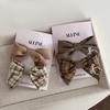 Milk Coffee Plaid Embroidered Bow Hairpin Sweet and Cute BB Clip Versatile Texture Side Clip Hair Accessories