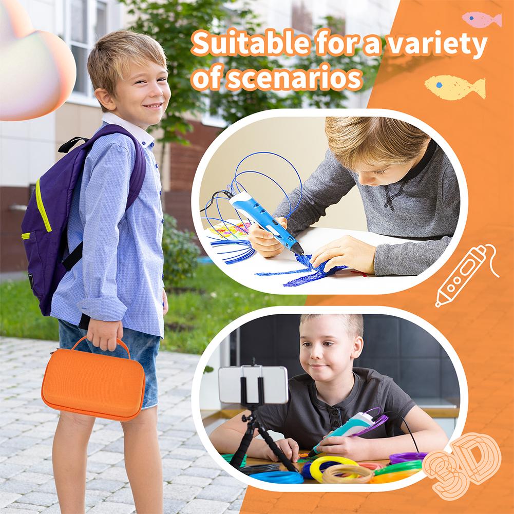 Hard Carrying Case for SCRIB3D P1 3D Printing Pen/MYNT3D Super 3D Pen with Mesh Pocket Carrying Bag for PLA Filament and Charger