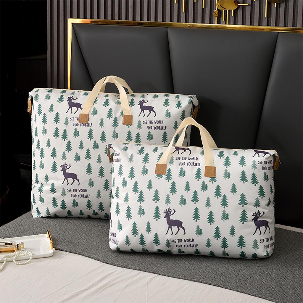 1 Stück Druck Reißverschluss Steppdecke Aufbewahrungstasche Reißverschluss Große Kapazität Packtasche Doppelgriff Feuchtigkeitsdicht Kleidung Steppdecke Aufbewahrungstasche